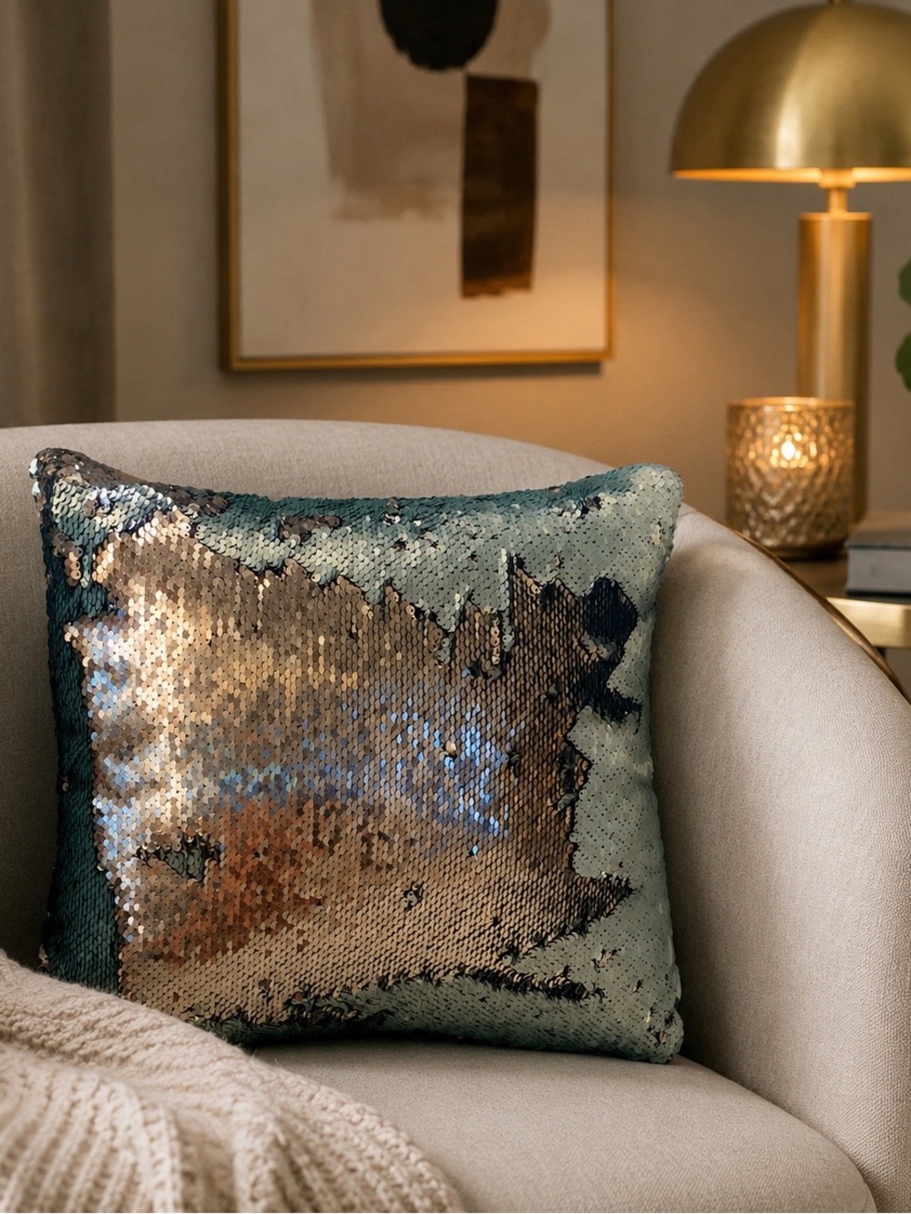 Decorative sequin pillow